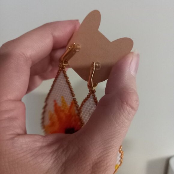 UPDATED 🌻 18K Gold Plated Sunflower Beaded Earrings • Luxury Statement Fringe🌻 - Picture 8 of 8